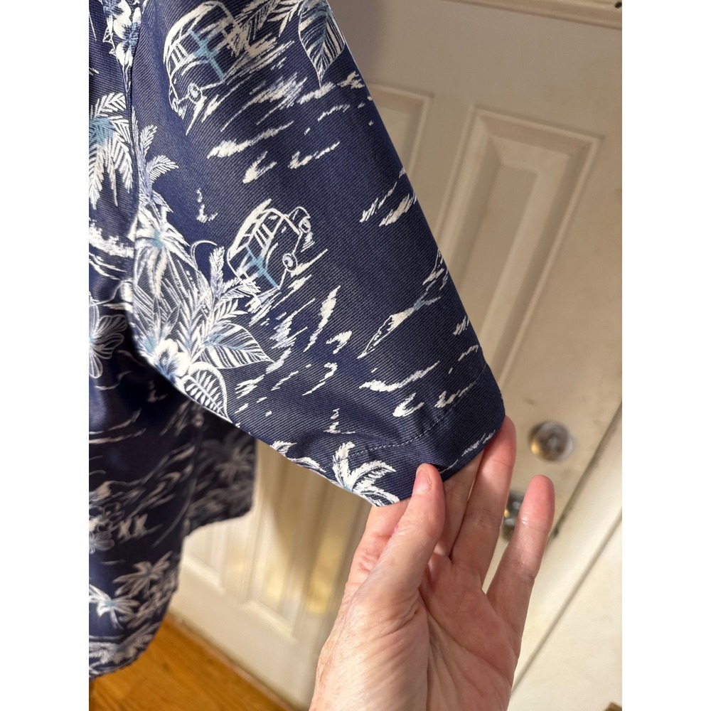 Tommy Bahama The Coconut Point Mens XL Navy Blue Tropical Palm Tree Camp Shirt - Picture 4 of 10